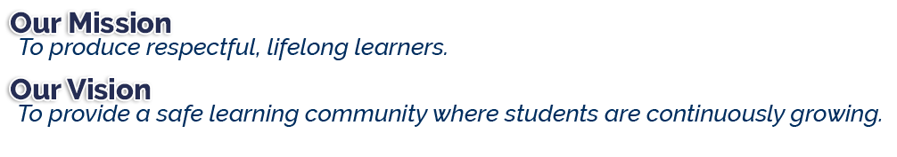Our Mission: To create respectful, lifelong learners. Our Vision: To provide a safe learning community where students are continuously growing.