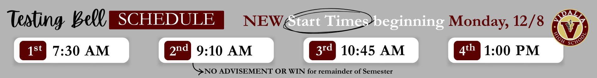 Testing Bell Schedule