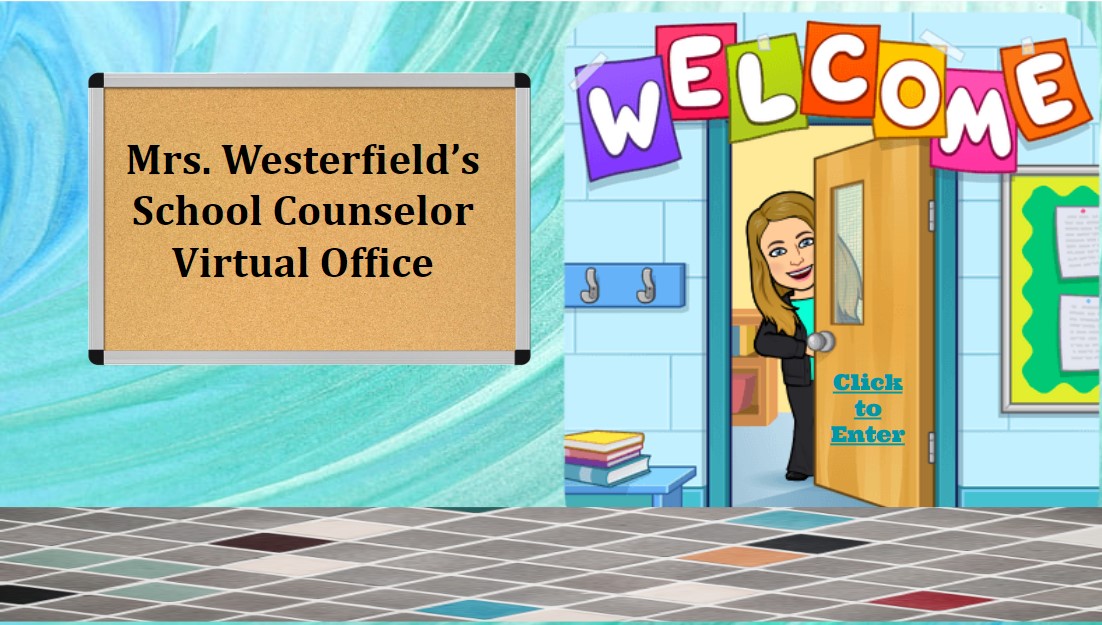 Woman looking out of office door under "WELCOME" sign
