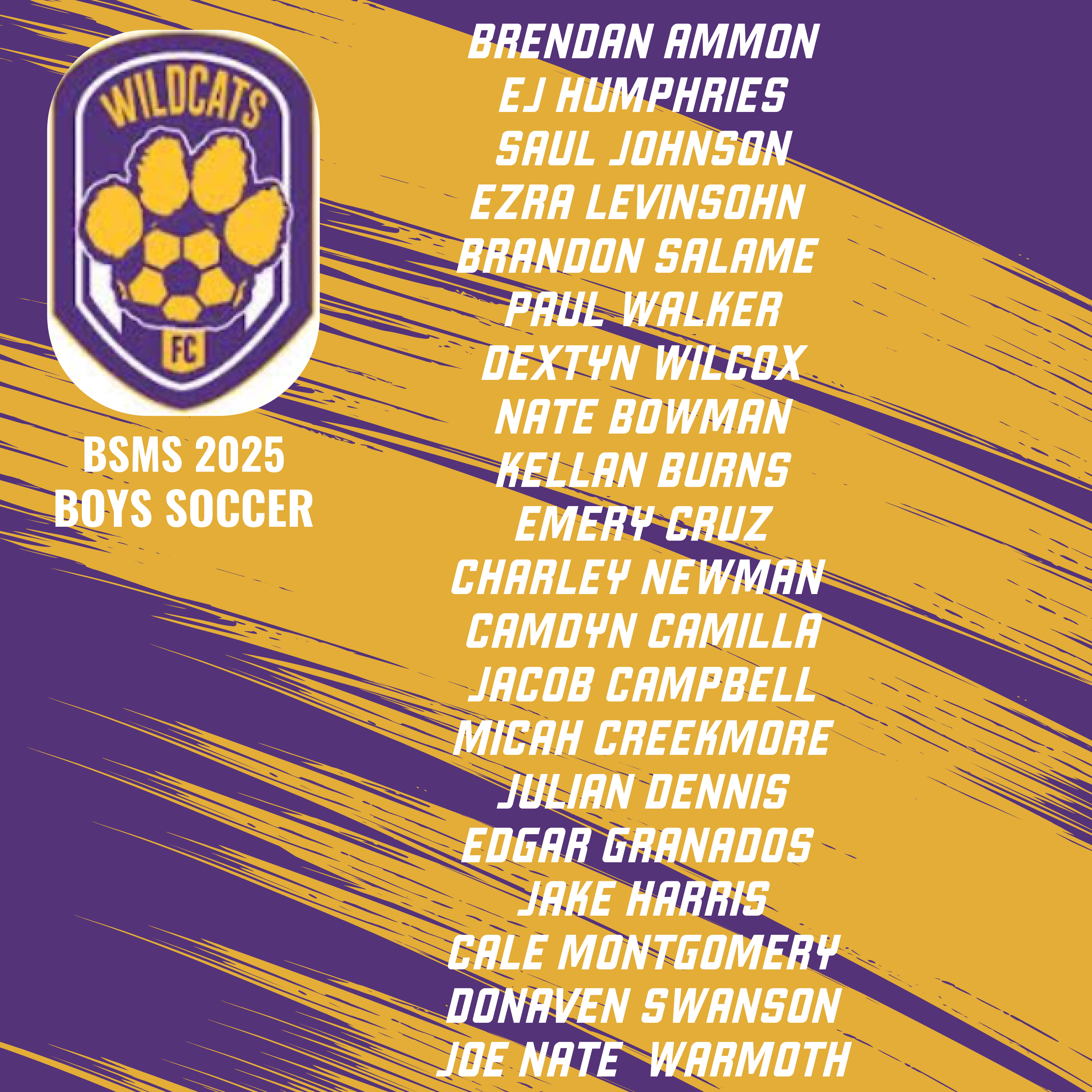 Boys Soccer Roster 2025