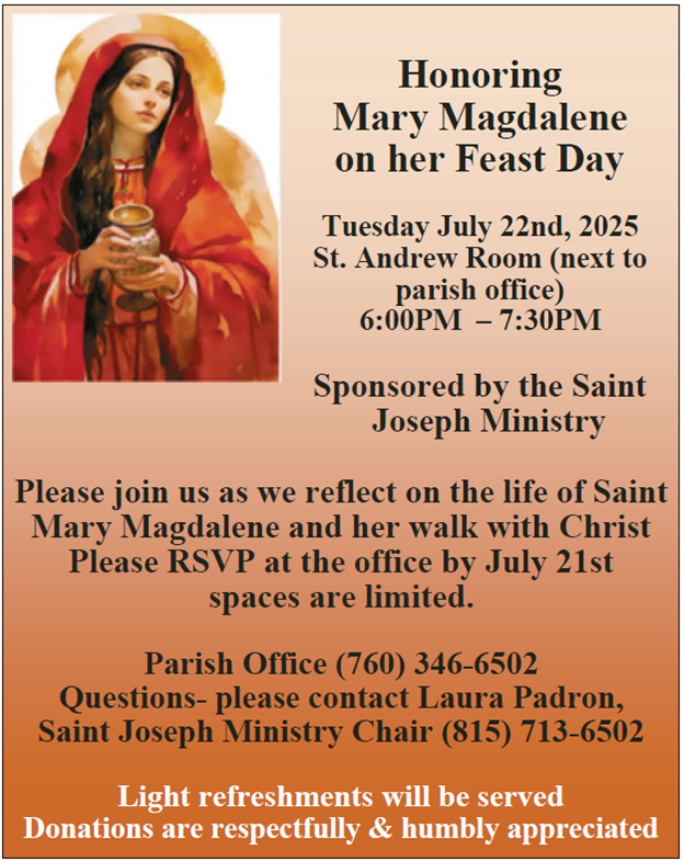 Mary Magdelene Feast Day July 22