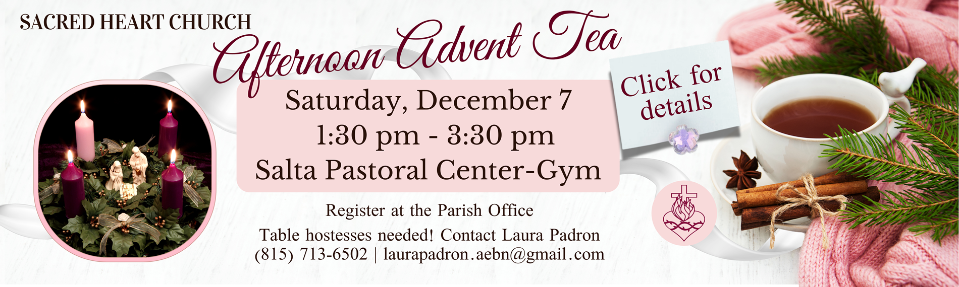 Advent Tea | Sat Dec 7 | 1:30pm-3:30pm | Gym