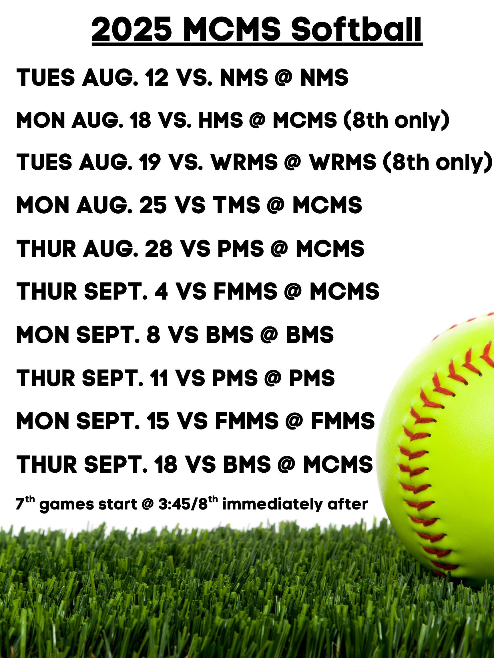 Softball Schedule