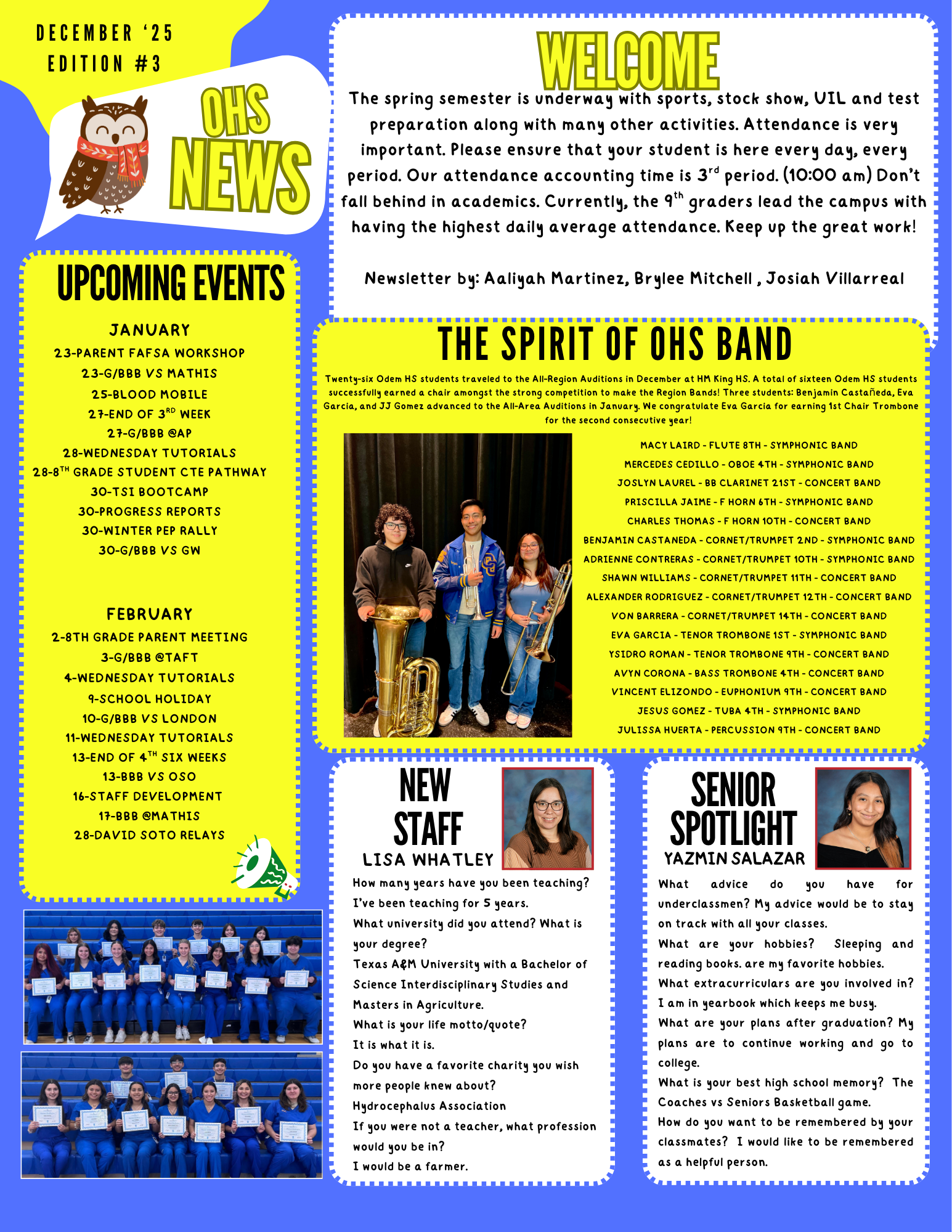 OHS 3rd Six Weeks Newsletter Flyer