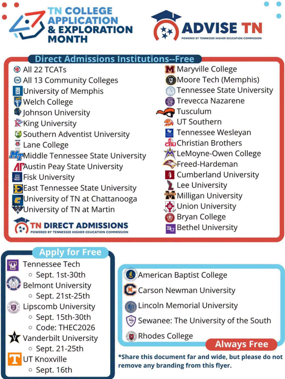 college application flyer