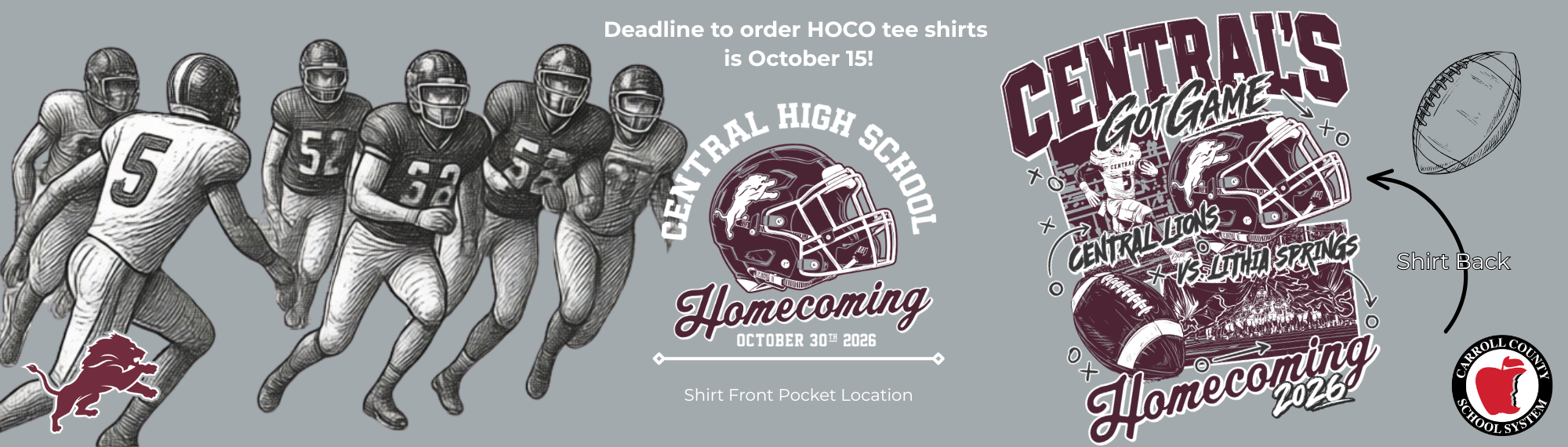 Homecoming tee shirts are available for order through October 15 at Ozier. Use the qr code or link found on the design to order your shirt today!