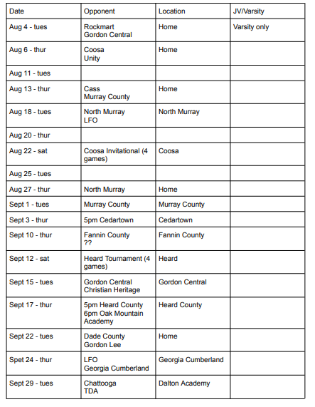 THS VOLEYBALL SCHEDULE 2025