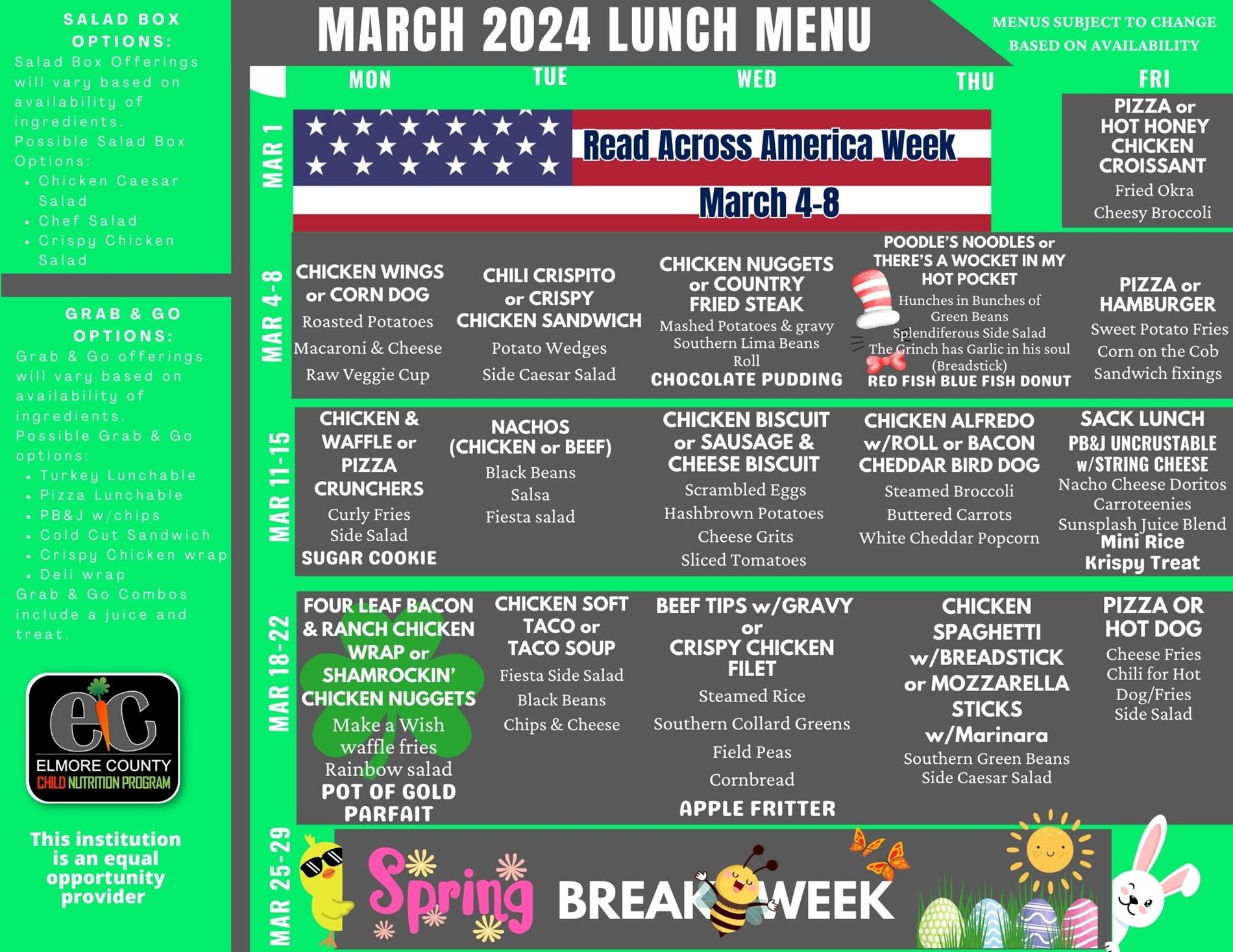 March 2024 Lunch Menu
