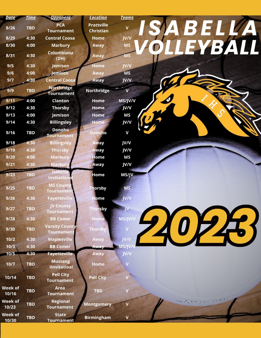 2023-2024 IHS Volleyball Schedule