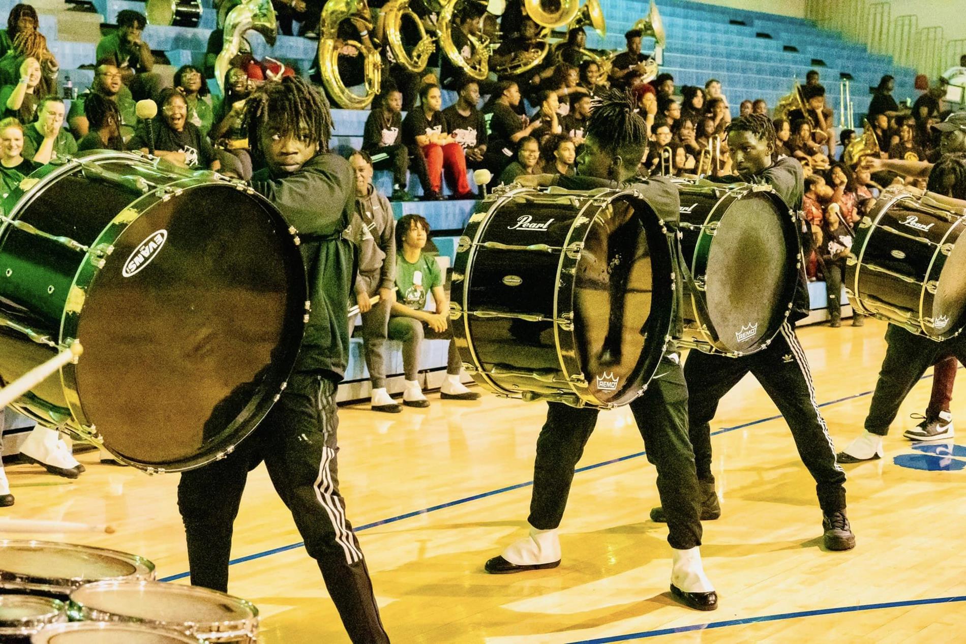KHS 'River of Soul' Marching Band performs during a pep rally.