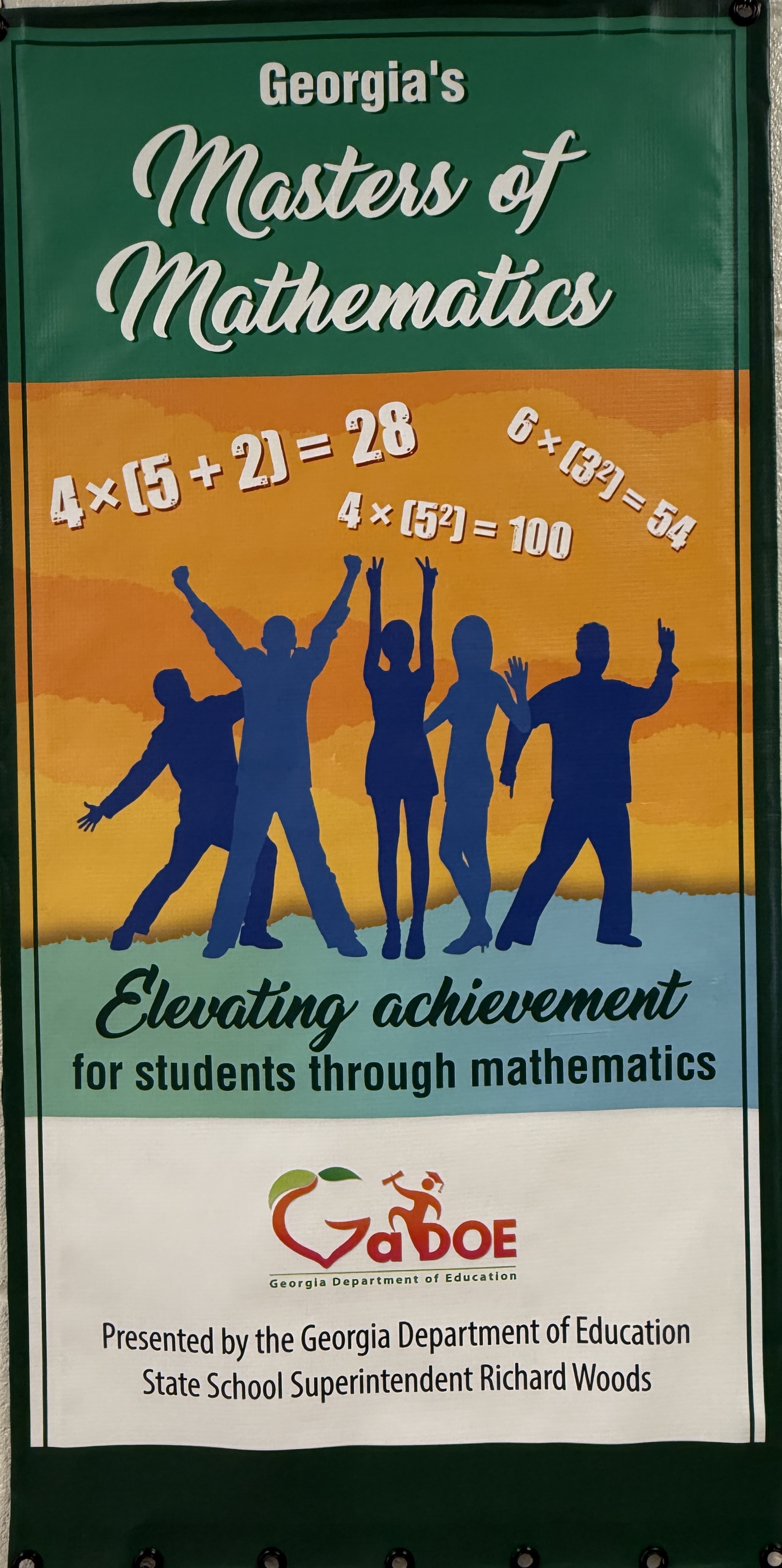 Math Masters Award Banner from Dept. of Education