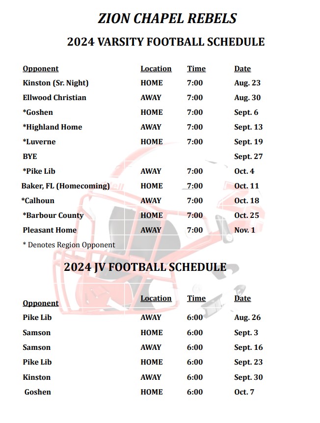 2024 Football Schedule