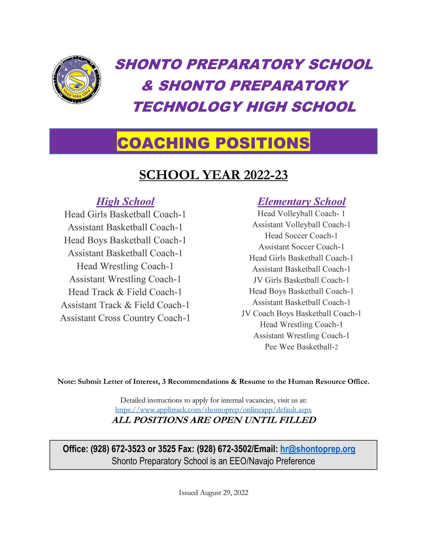COACHING POSITIONS