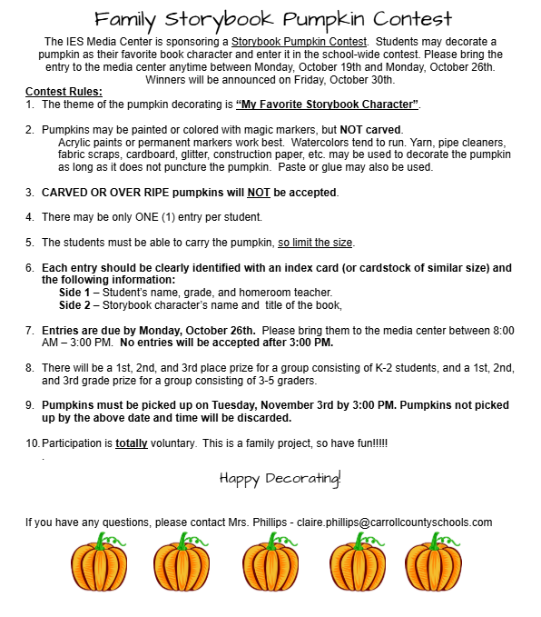 Storybook Pumpkin Contest Rules