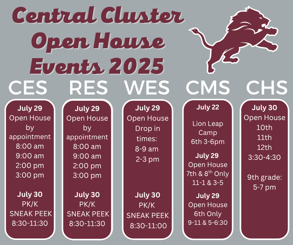 Cluster Open House Dates Cluster Open House Dates