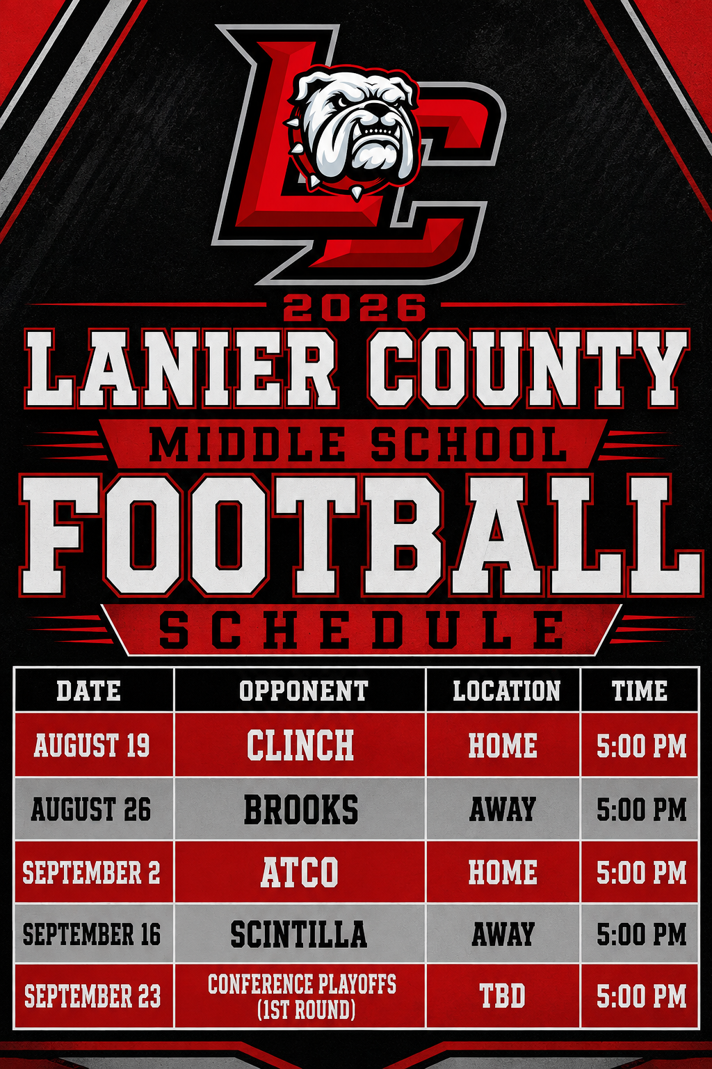 2026 MS Football Schedule