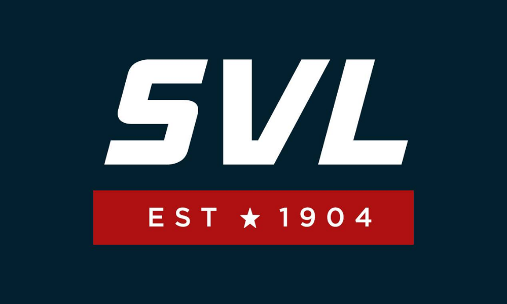 The Saginaw Valley League logo against a navy blue background