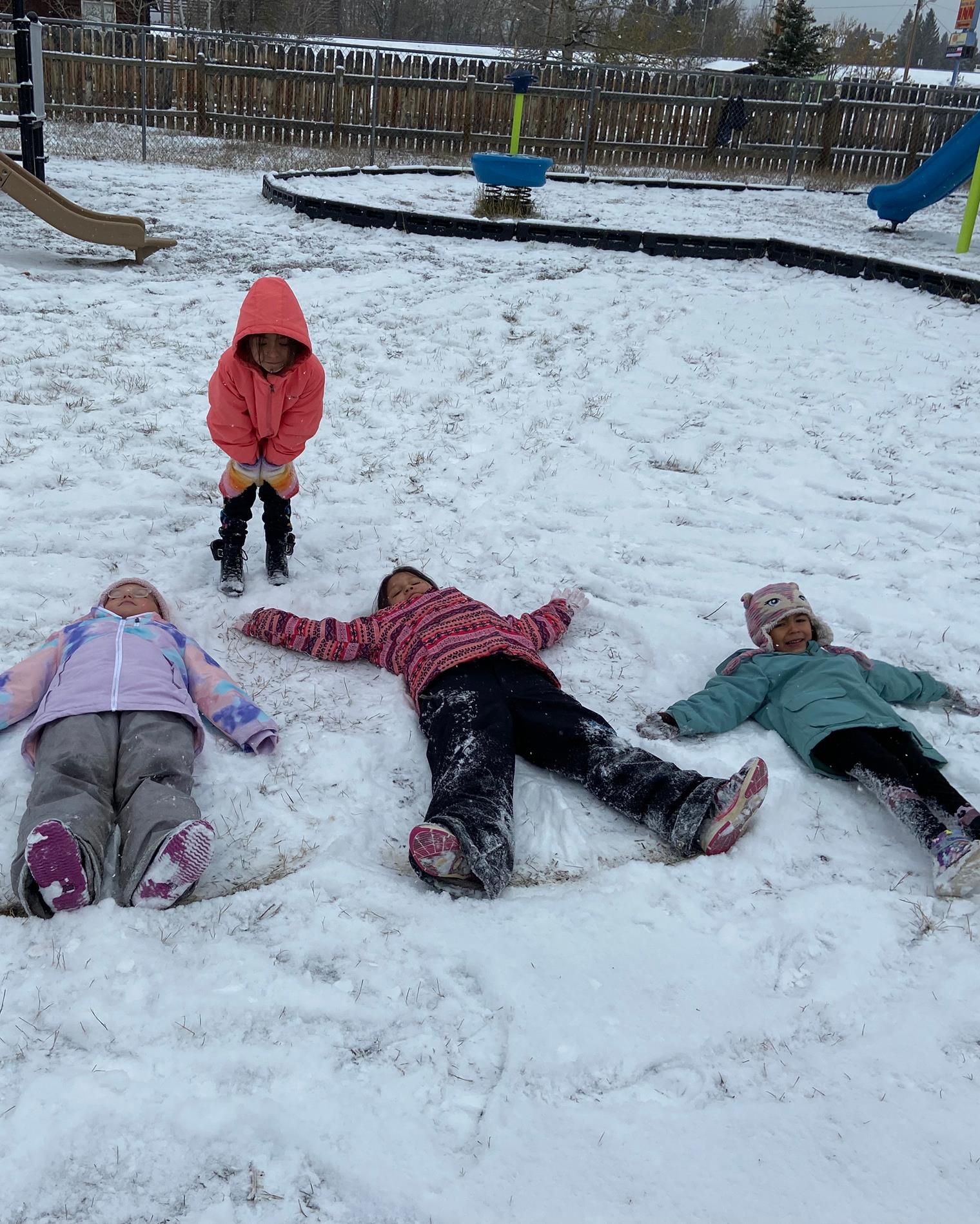 Students Making Snow Angels
