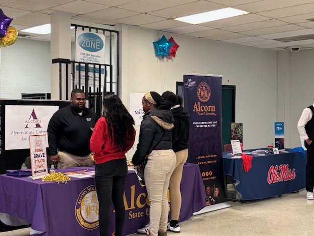 Students talking with Alcorn University