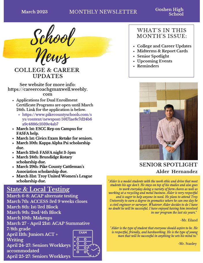 GHS Newsletter March
