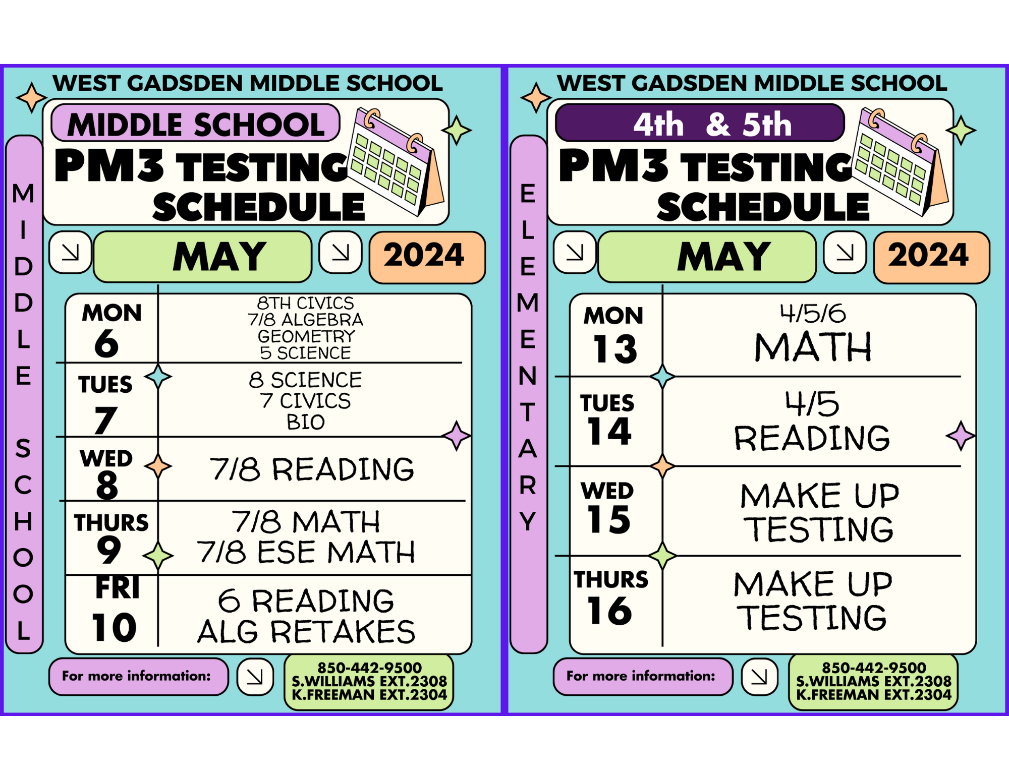 PM 3 Testing schedule