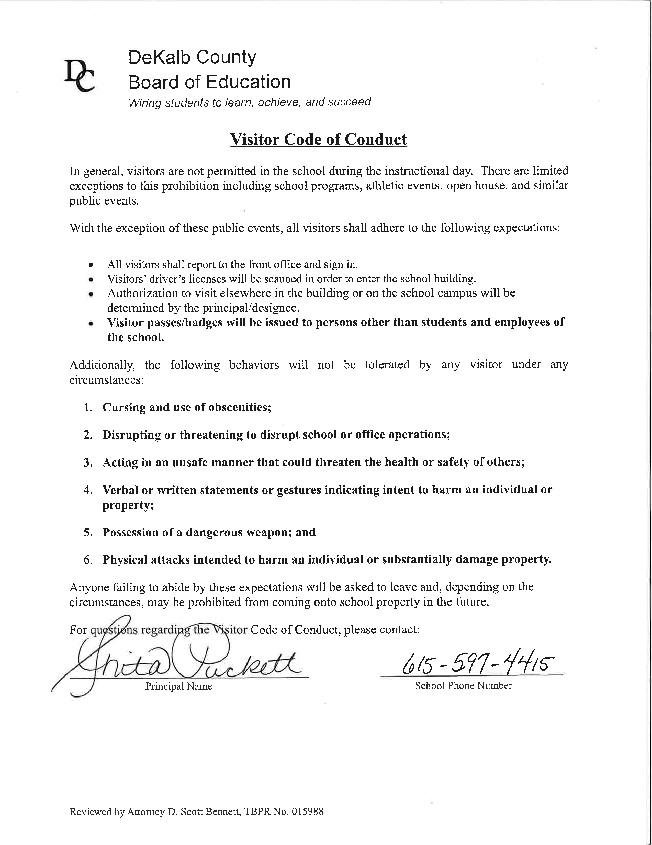 Visitor Code of Conduct