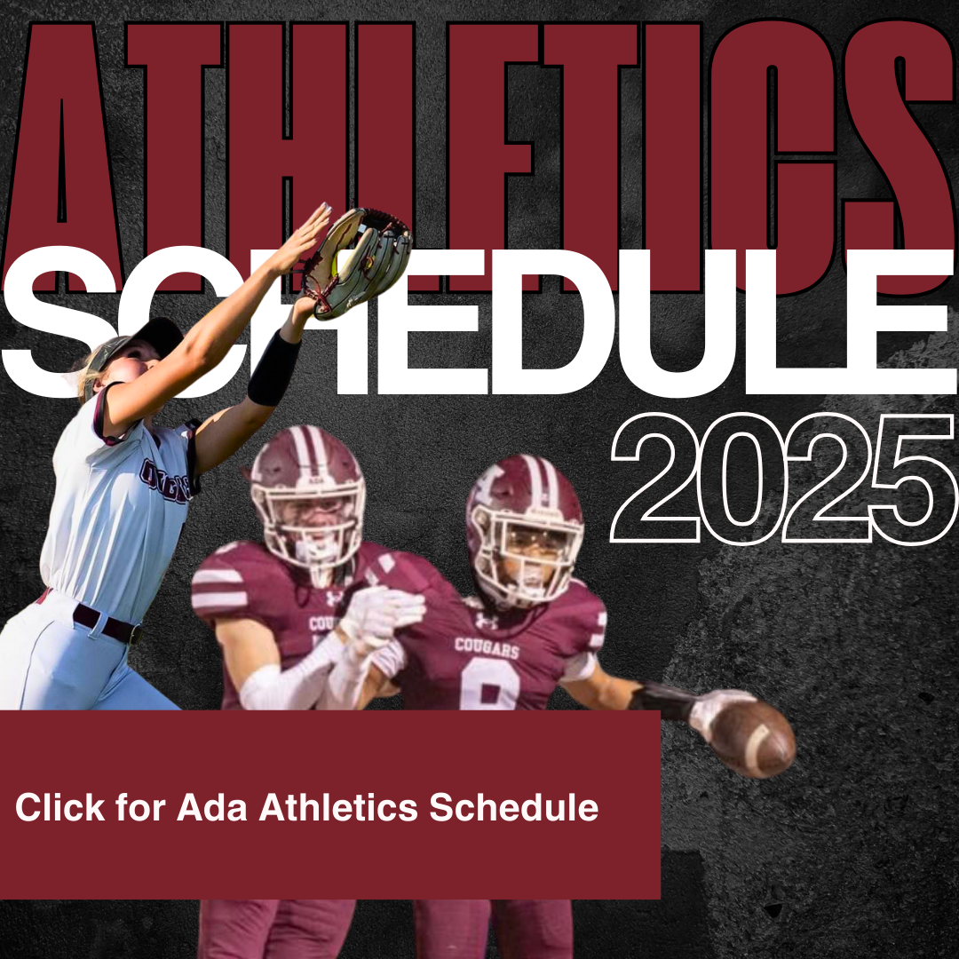 Athletics schedule 2025 with image of softball and football players. Click for schedule