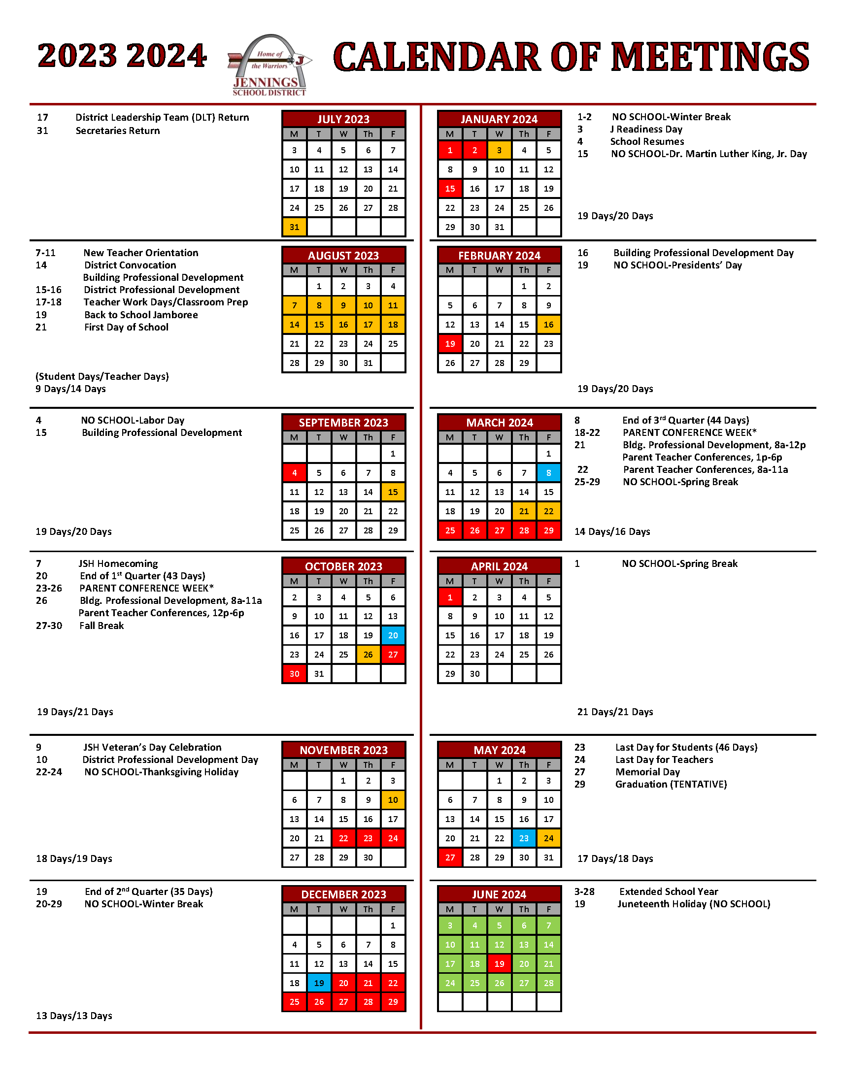 District School Calendar  