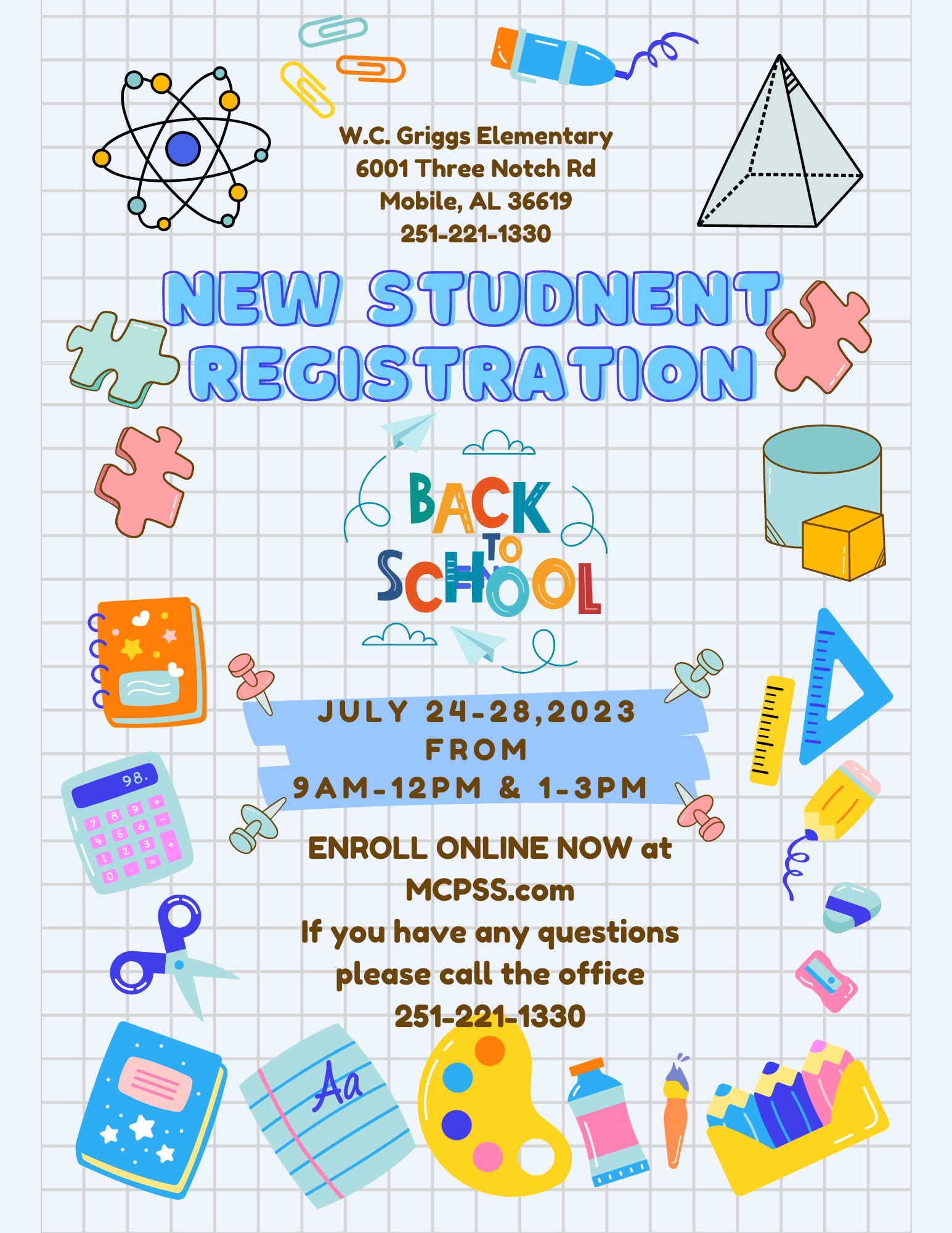 Online new student registration for July 