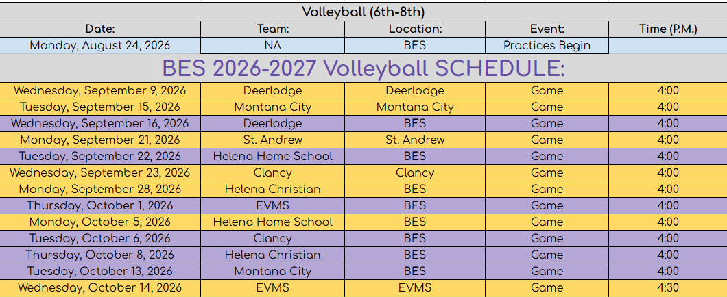 Sports Schedule