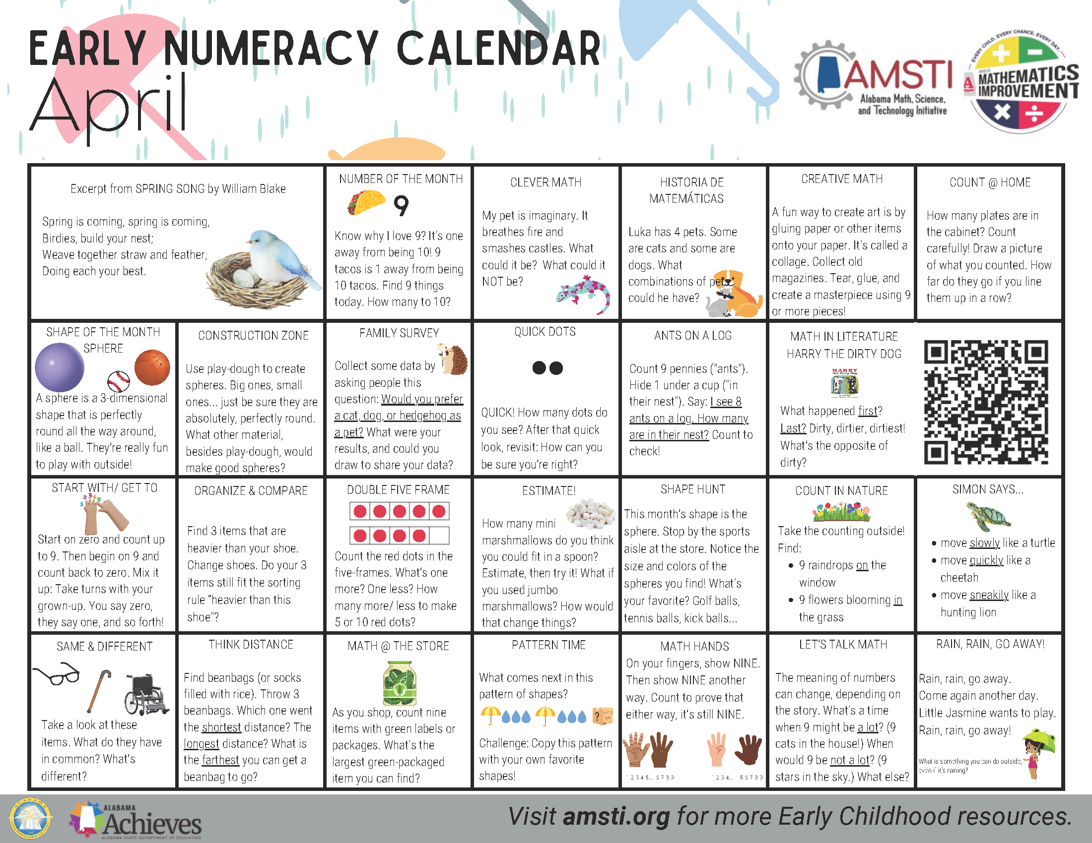 April Numeracy Calendar