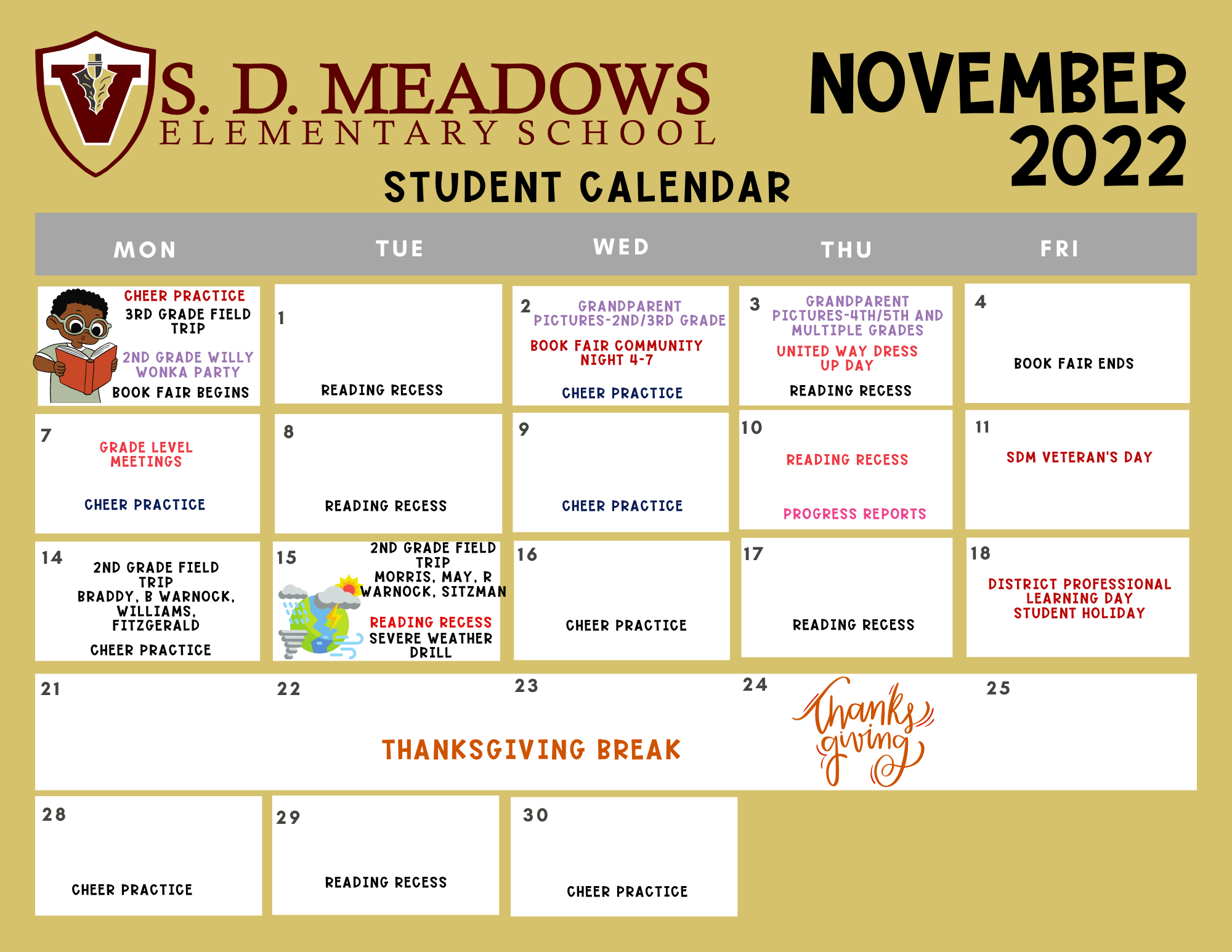 November Student Calendar