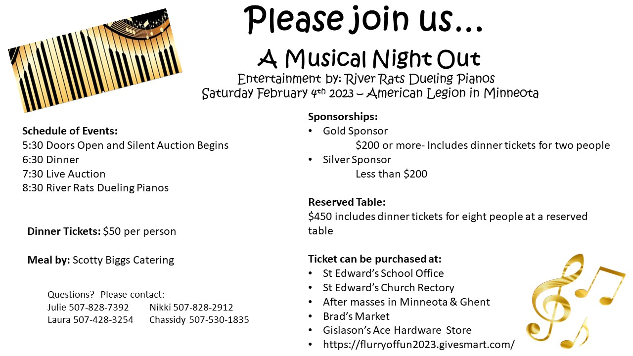 Invitation to Musical Night Out on Saturday, February 4, 2023