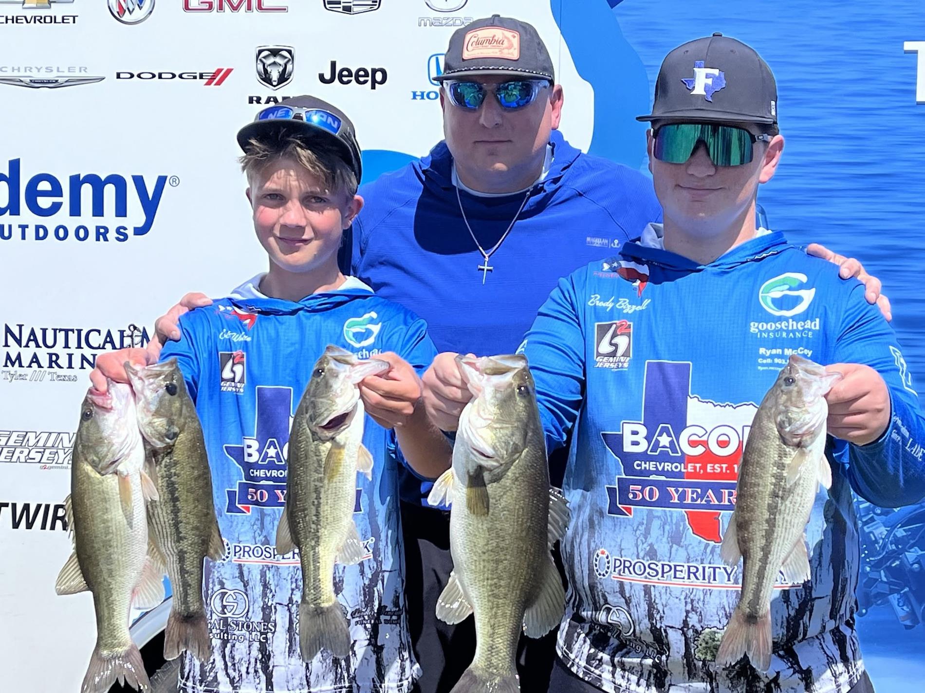 One of the FISD fishing teams poses with their captain and catch of the day