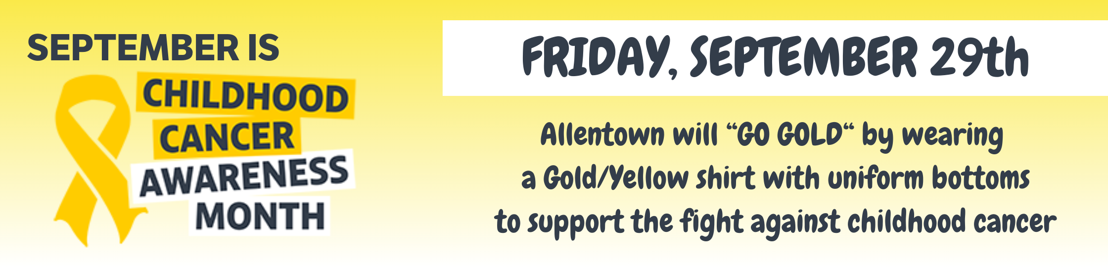 September 29th wear gold/yellow shirts to go gold