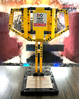 picture of 3rd Place trophy awarded to the Mighty Minions Robotics Team at the 22-23 Arizona FIRST LEGO League Championships