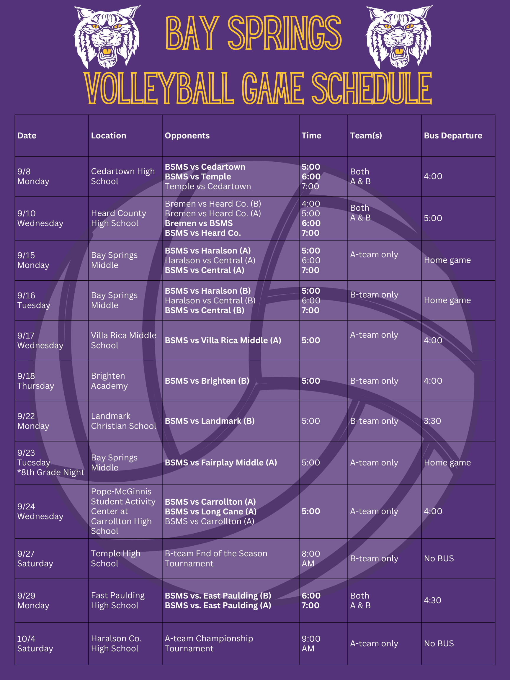 schedule
