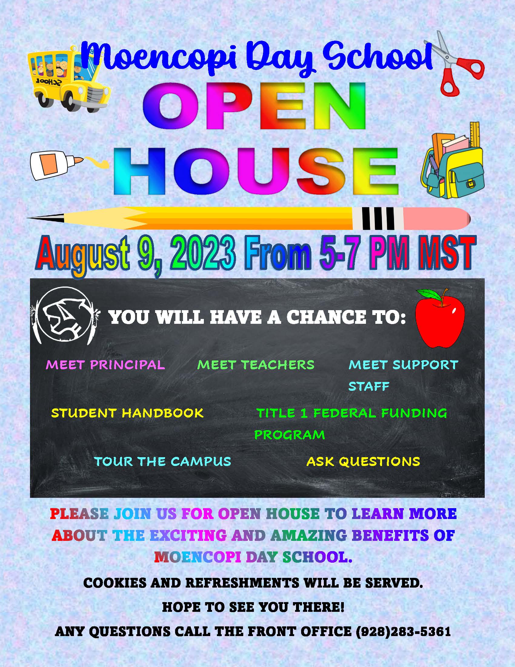 Moencopi day school open house flyer