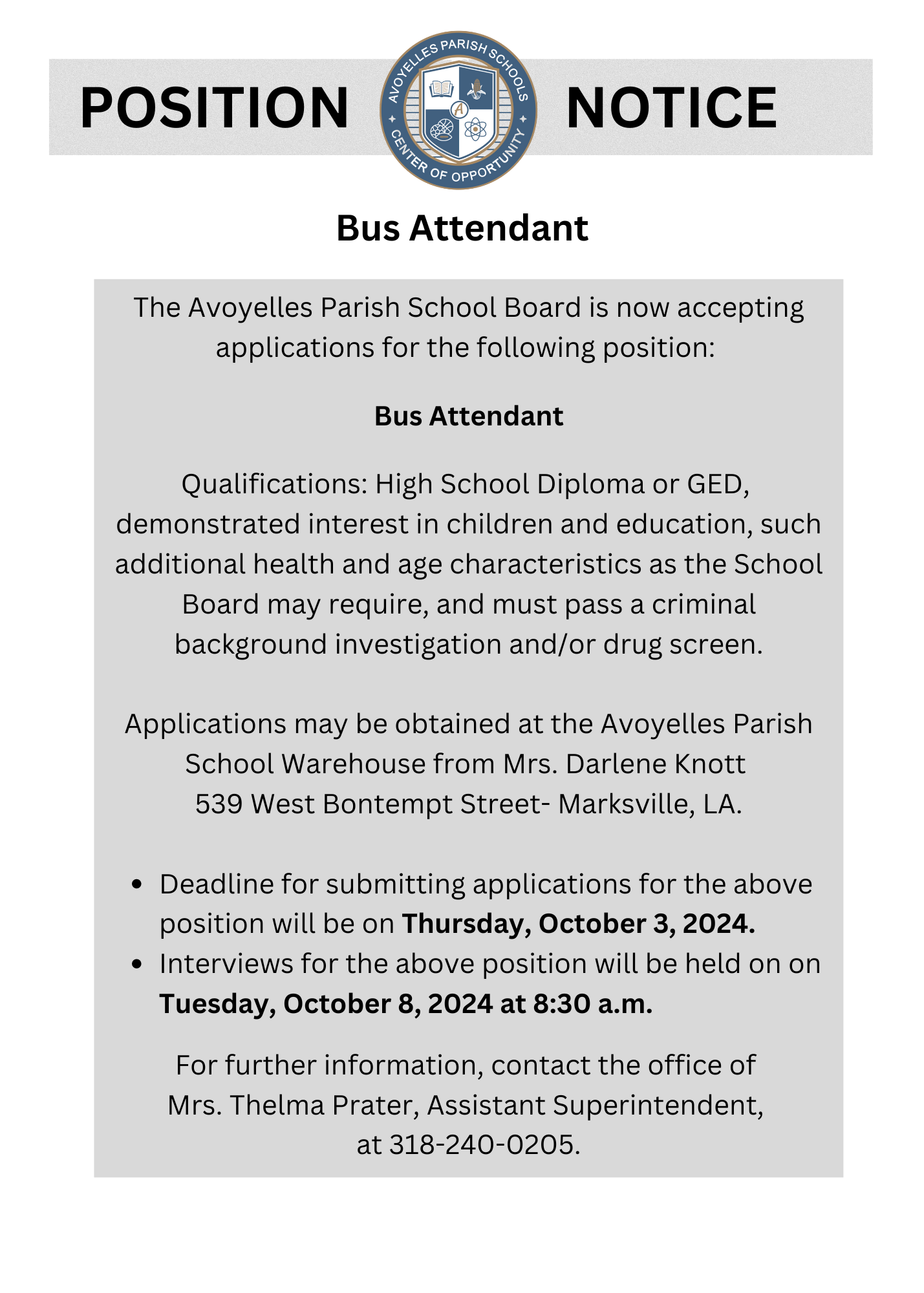 Bus Attendant Job Posting