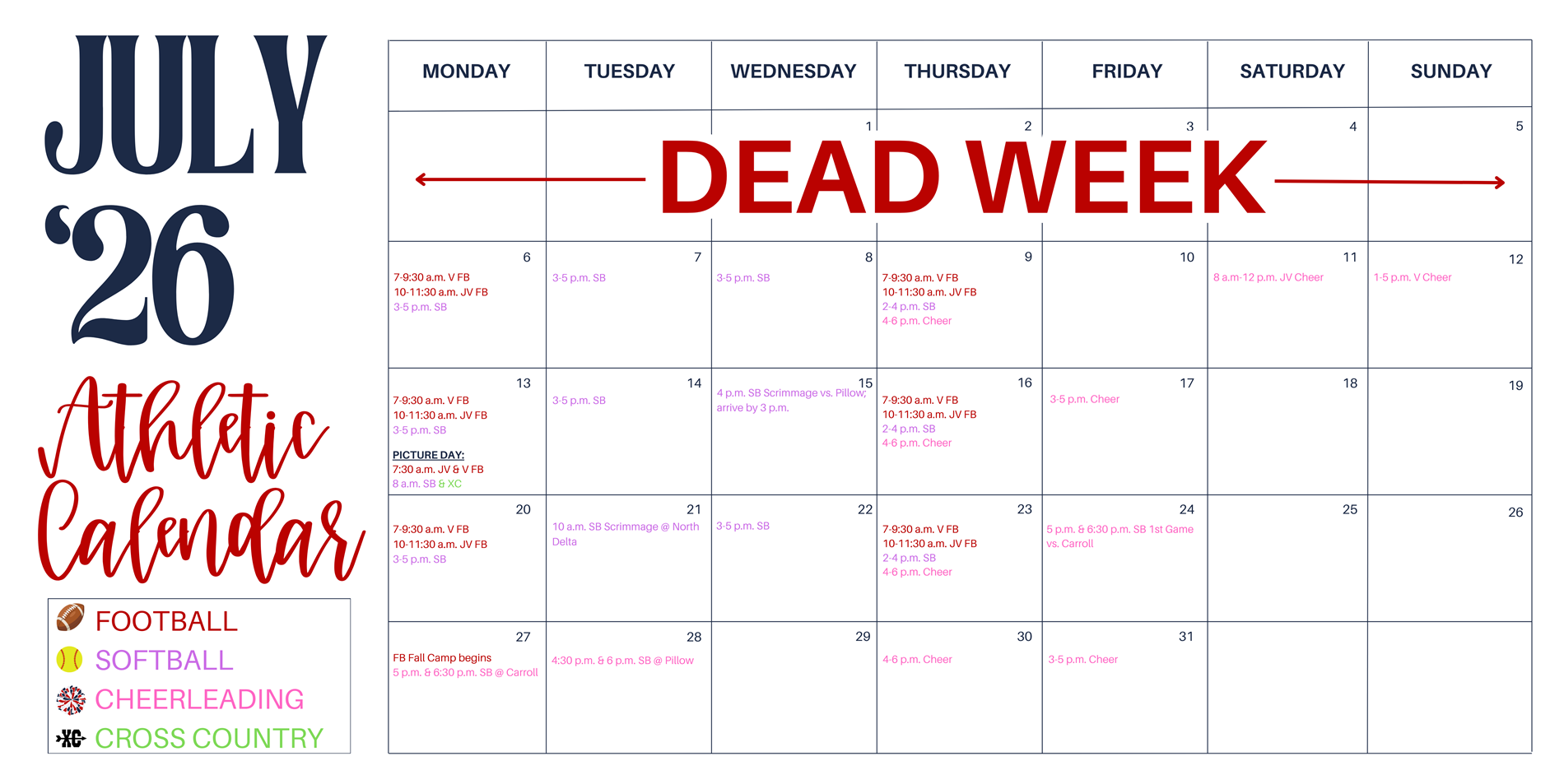 schedule july