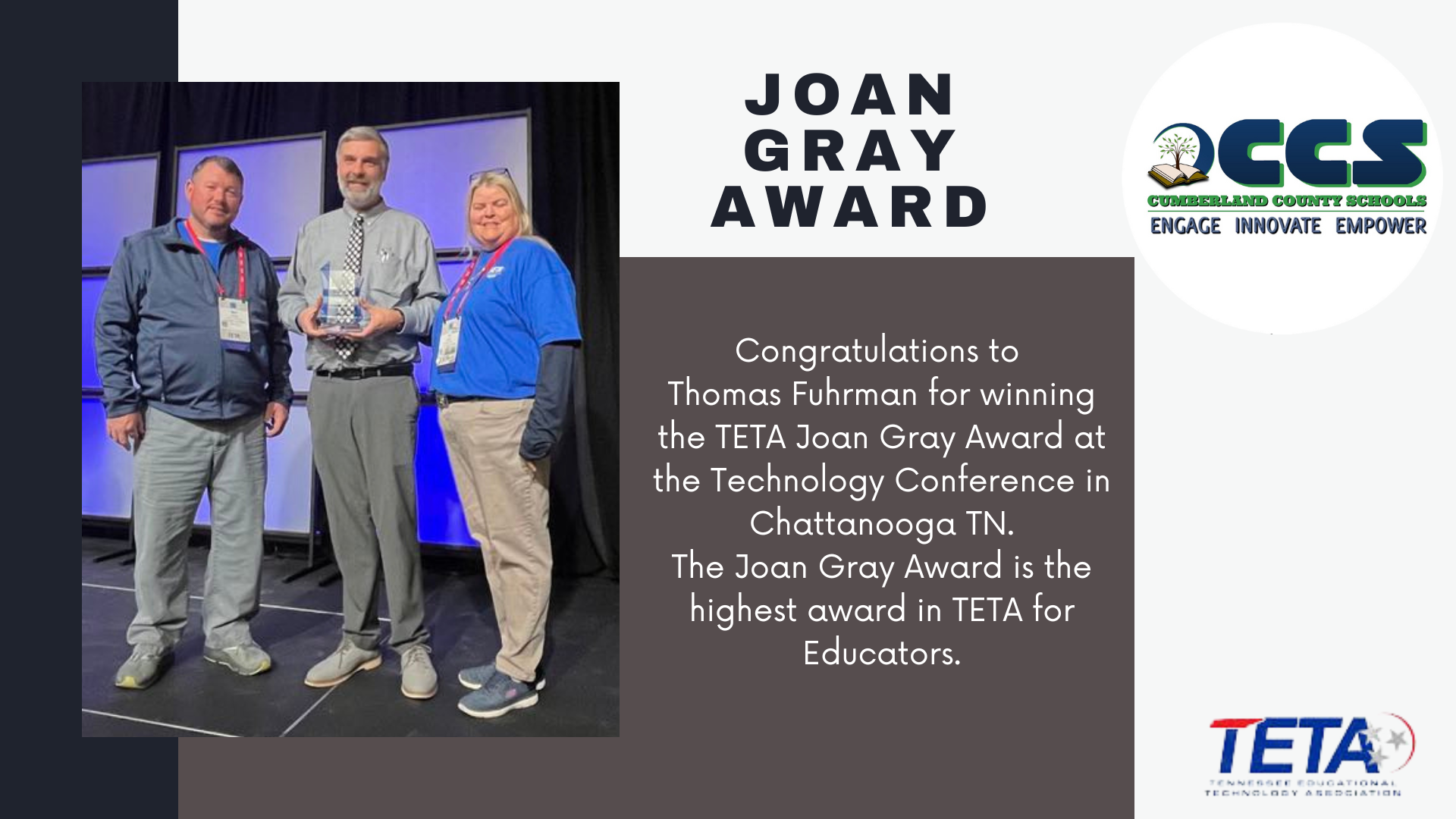 Joan Gray Award - TETA Fuhrman 