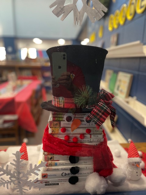 Snowman made from Books