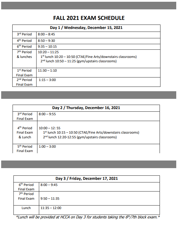 Final Exam Schedule