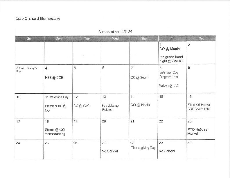 November Calendar