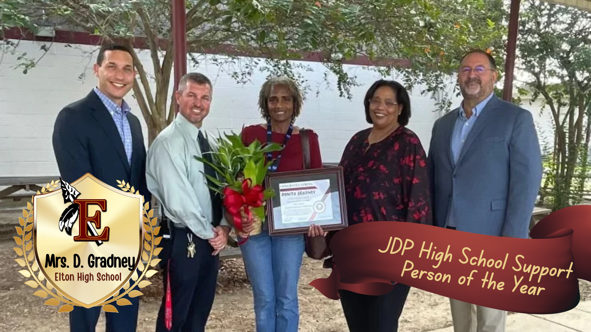 Congratulations to Ms. A. Hebert of Elton Elementary for being named  the high school "JDP Outstanding Support Employee of the Year".