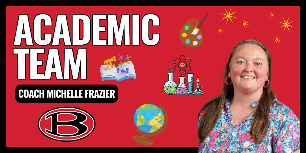 Academic Team Graphic with photo of Coach Michelle Frazier