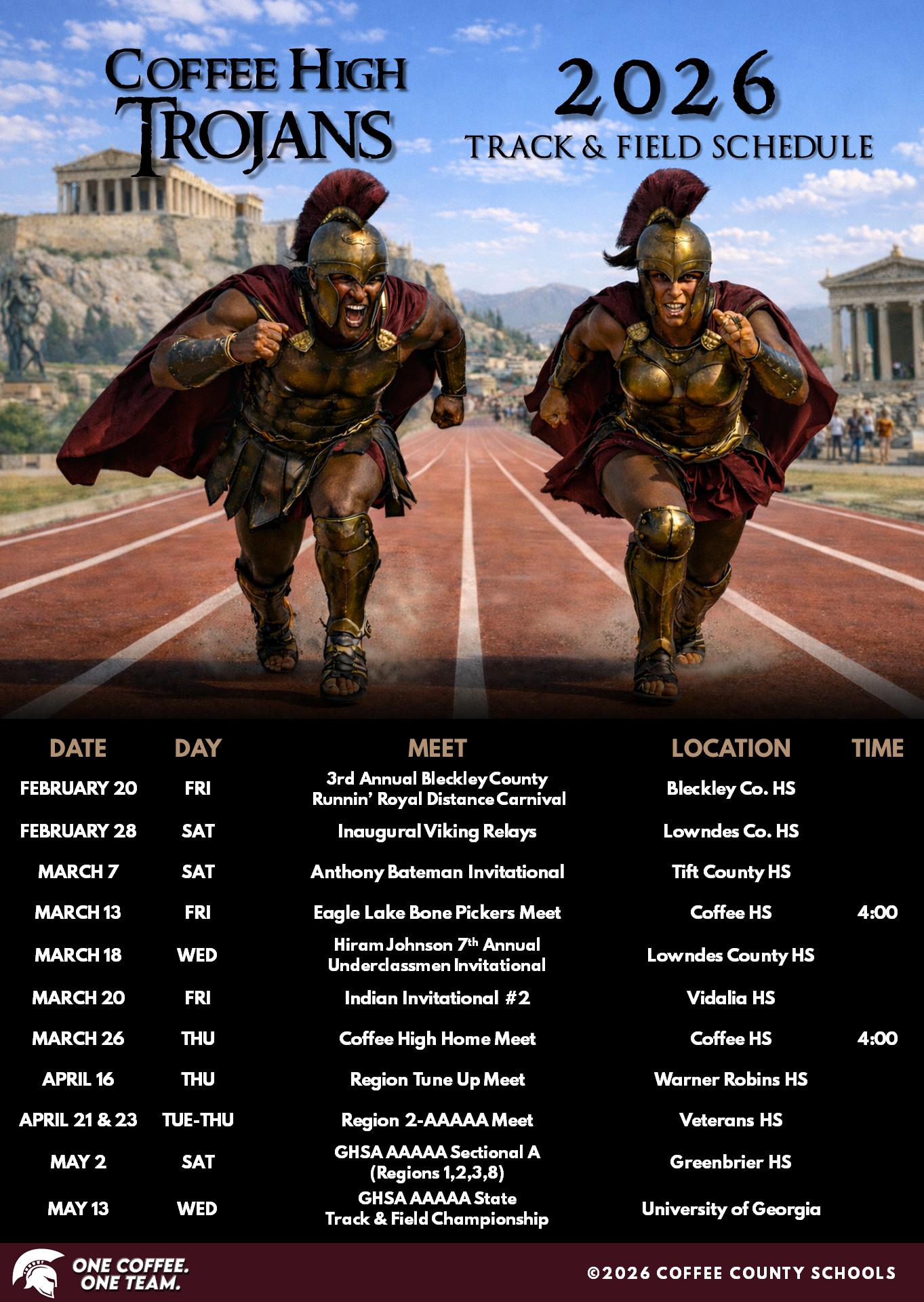 2026 CHS Track & Field Schedule