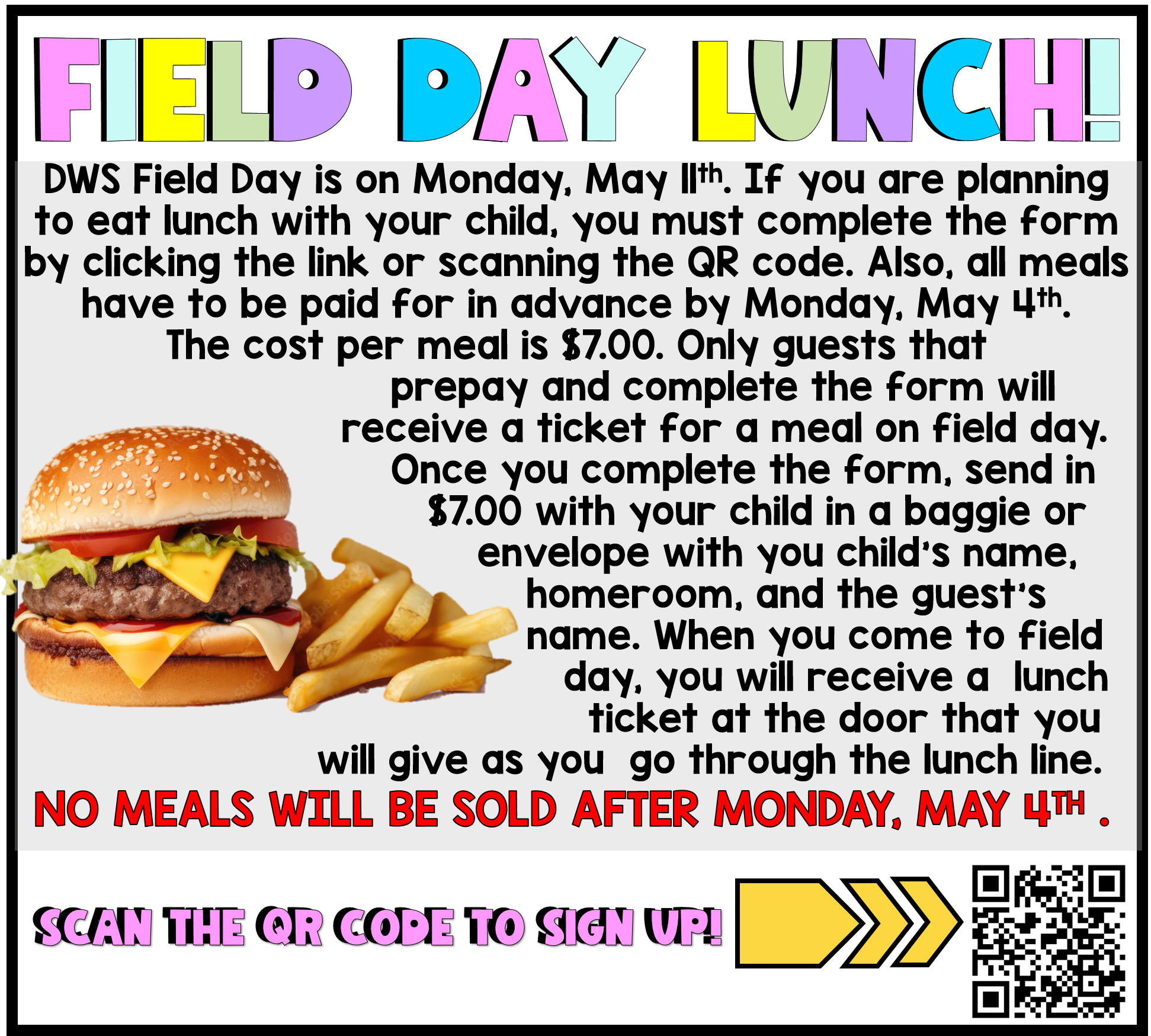 Field day Lunch Information