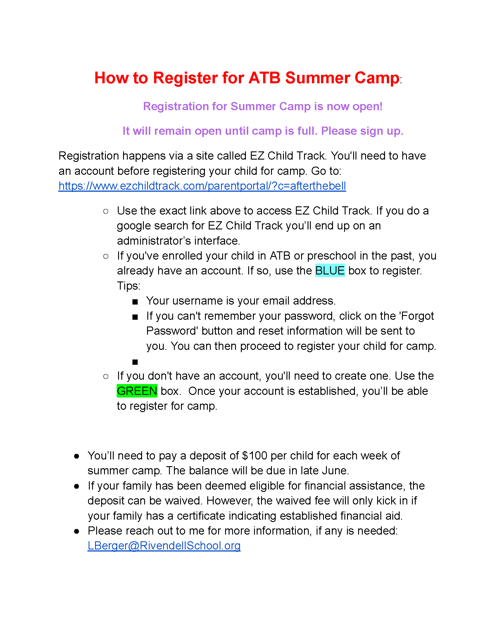 How To Register for summer camp How To Register for summer camp