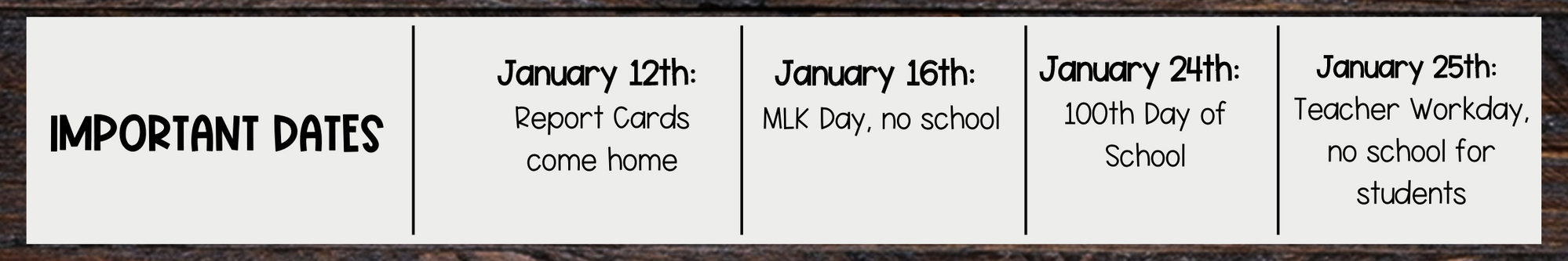 Important January Dates